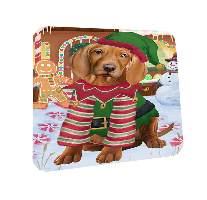 Christmas Gingerbread House Candyfest Vizsla Dog Coasters Set of 4 CST56542