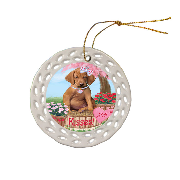 Rosie 25 Cent Kisses Vizsla Dog Ceramic Doily Ornament DPOR56612