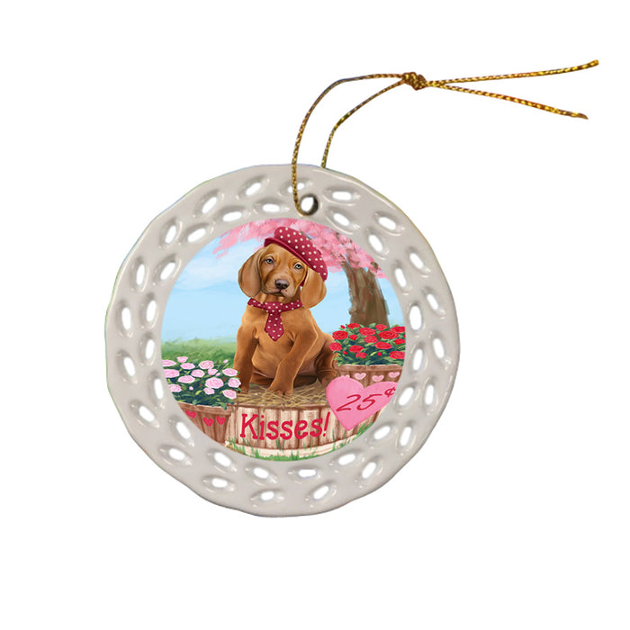 Rosie 25 Cent Kisses Vizsla Dog Ceramic Doily Ornament DPOR56613