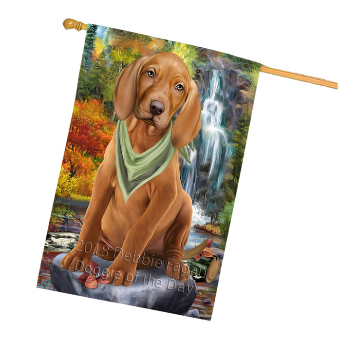 Scenic Waterfall Vizsla Dog House Flag FLG52114