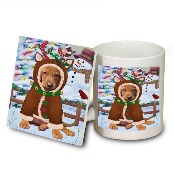 Christmas Gingerbread House Candyfest Vizsla Dog Mug and Coaster Set MUC56577