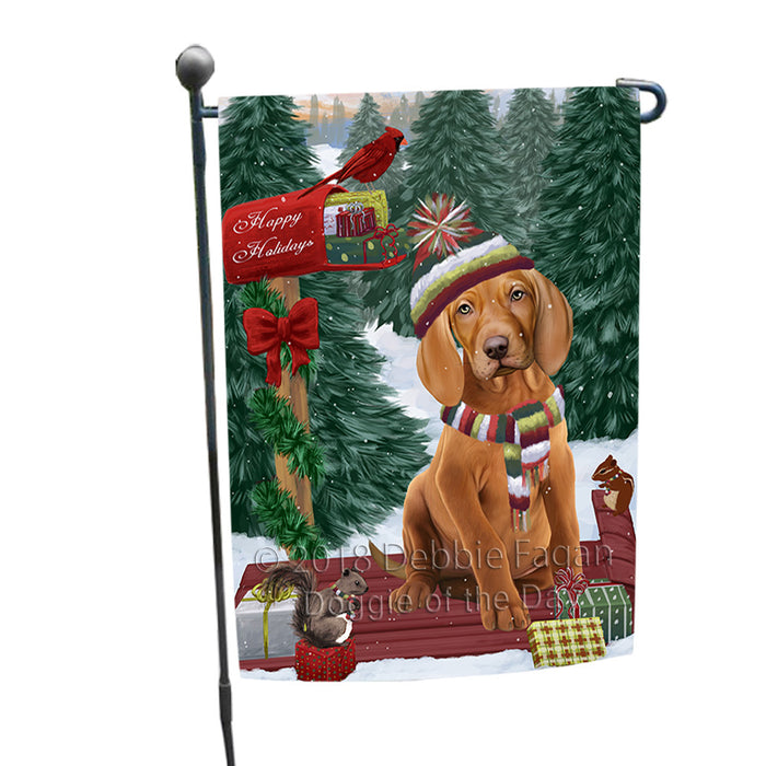 Merry Christmas Woodland Sled Vizsla Dog Garden Flag GFLG55357