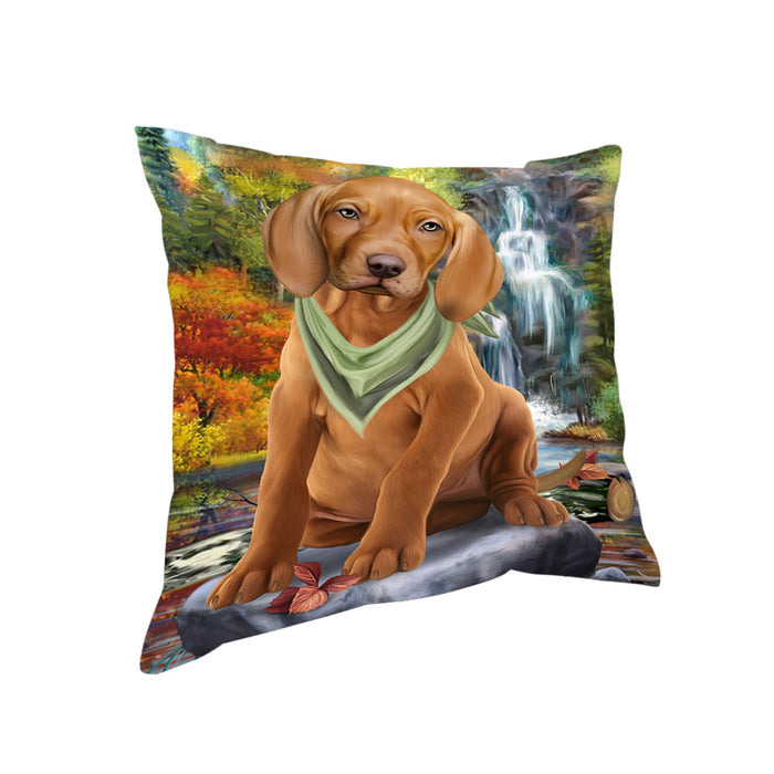 Scenic Waterfall Vizsla Dog Pillow PIL64288