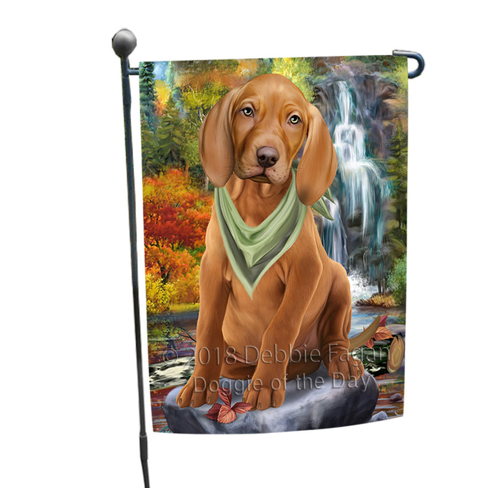 Scenic Waterfall Vizsla Dog Garden Flag GFLG51978