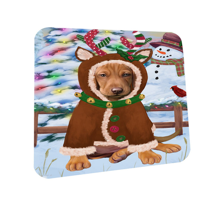 Christmas Gingerbread House Candyfest Vizsla Dog Coasters Set of 4 CST56543
