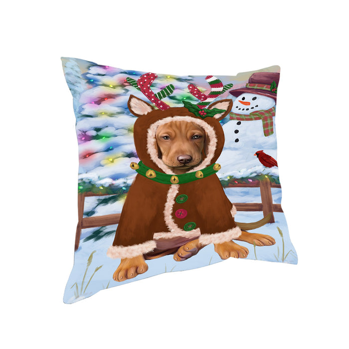 Christmas Gingerbread House Candyfest Vizsla Dog Pillow PIL80632