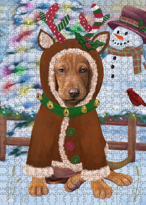 Christmas Gingerbread House Candyfest Vizsla Dog Puzzle with Photo Tin PUZL94540