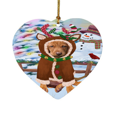 Christmas Gingerbread House Candyfest Vizsla Dog Heart Christmas Ornament HPOR56941