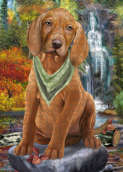 Scenic Waterfall Vizsla Dog Puzzle with Photo Tin PUZL60030