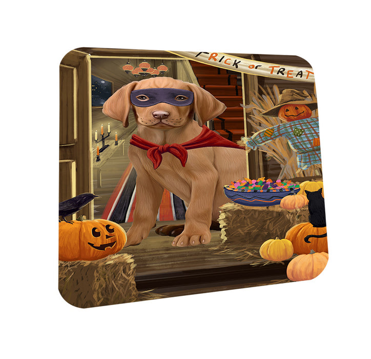 Enter at Own Risk Trick or Treat Halloween Vizsla Dog Coasters Set of 4 CST53283