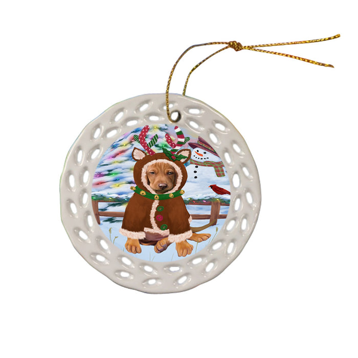 Christmas Gingerbread House Candyfest Vizsla Dog Ceramic Doily Ornament DPOR56941