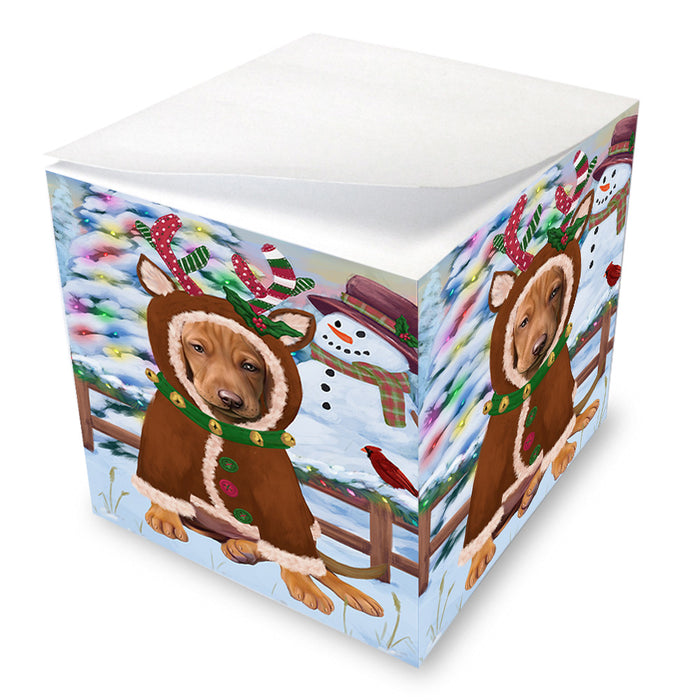 Christmas Gingerbread House Candyfest Vizsla Dog Note Cube NOC54657