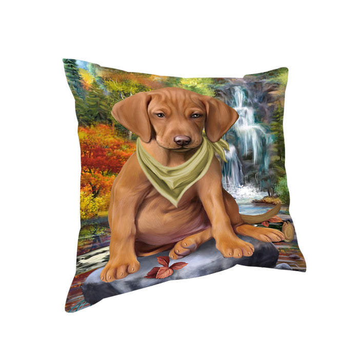 Scenic Waterfall Vizsla Dog Pillow PIL64292