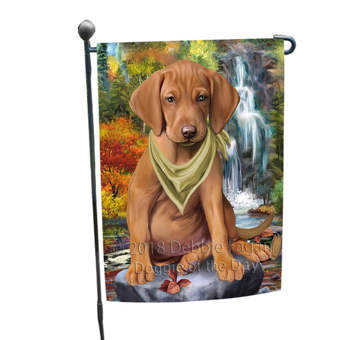 Scenic Waterfall Vizsla Dog Garden Flag GFLG51979