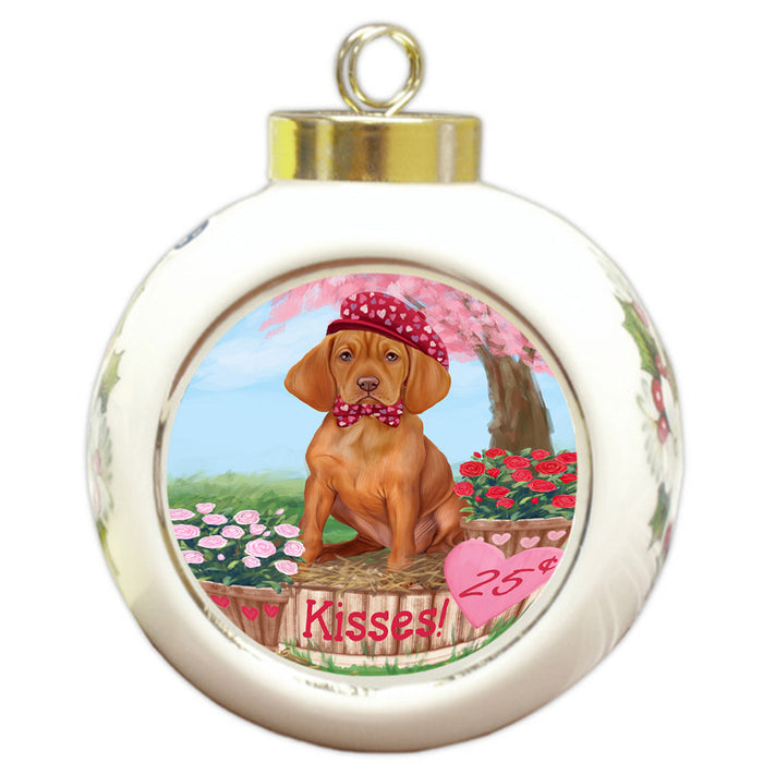 Rosie 25 Cent Kisses Vizsla Dog Round Ball Christmas Ornament RBPOR56614