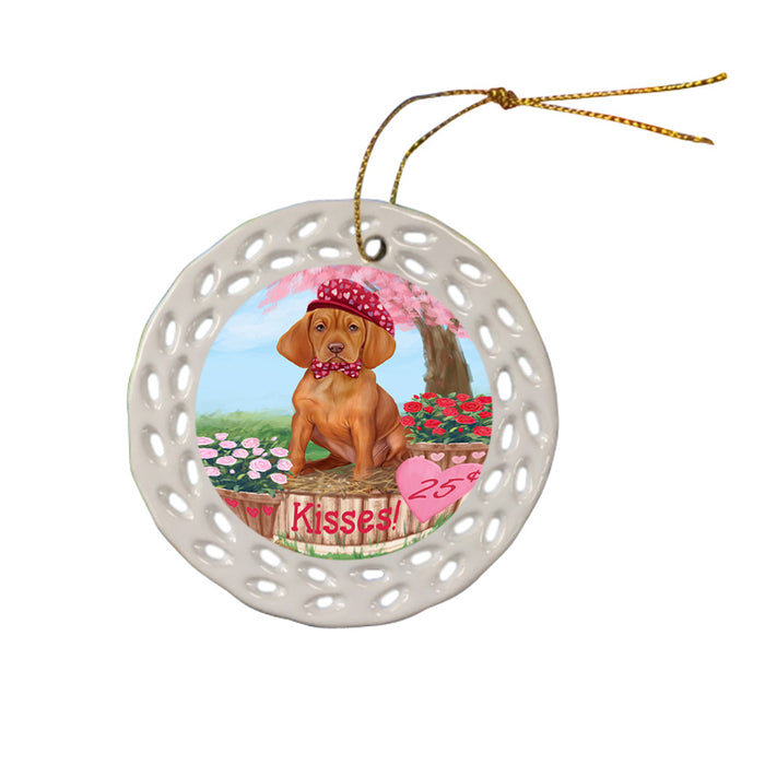 Rosie 25 Cent Kisses Vizsla Dog Ceramic Doily Ornament DPOR56614