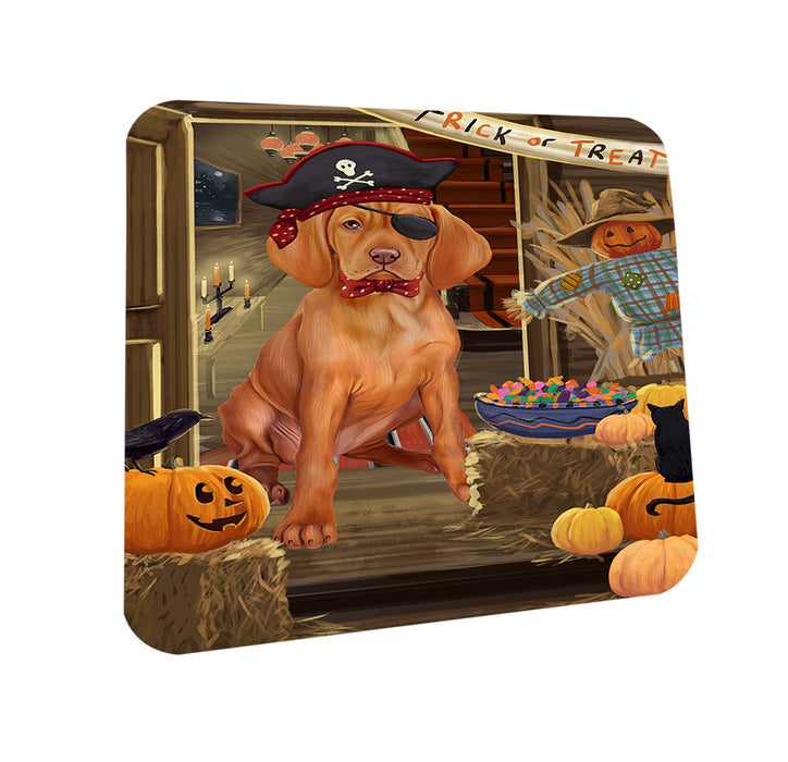 Enter at Own Risk Trick or Treat Halloween Vizsla Dog Coasters Set of 4 CST53284