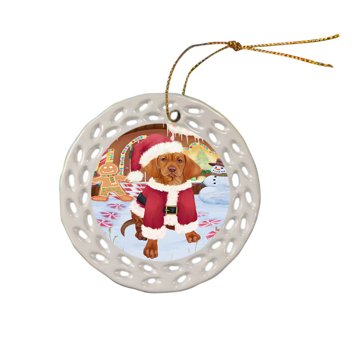 Christmas Gingerbread House Candyfest Vizsla Dog Ceramic Doily Ornament DPOR56942