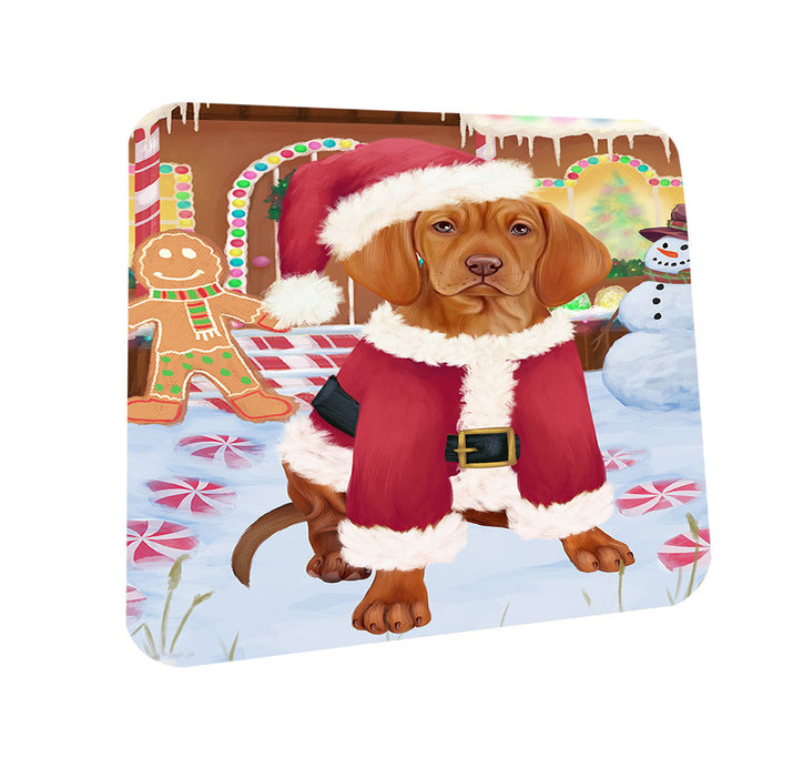 Christmas Gingerbread House Candyfest Vizsla Dog Coasters Set of 4 CST56544