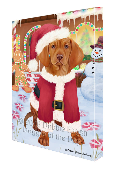 Christmas Gingerbread House Candyfest Vizsla Dog Canvas Print Wall Art Décor CVS131498