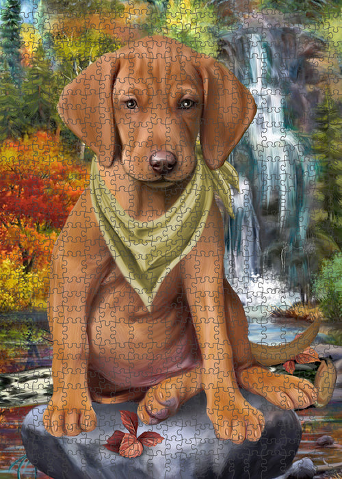 Scenic Waterfall Vizsla Dog Puzzle with Photo Tin PUZL60033