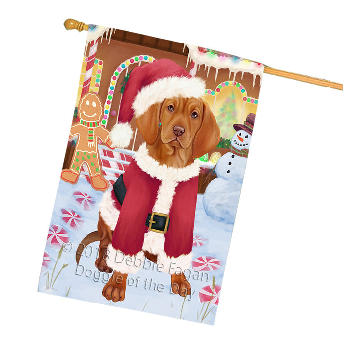 Christmas Gingerbread House Candyfest Vizsla Dog House Flag FLG57270