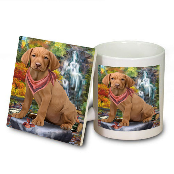 Scenic Waterfall Vizsla Dog Mug and Coaster Set MUC51975