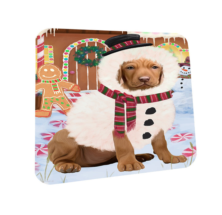 Christmas Gingerbread House Candyfest Vizsla Dog Coasters Set of 4 CST56545