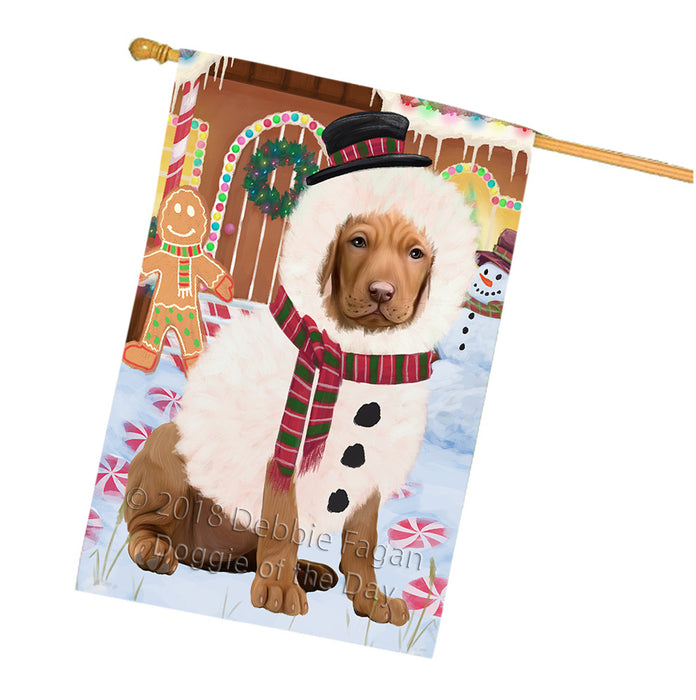 Christmas Gingerbread House Candyfest Vizsla Dog House Flag FLG57271
