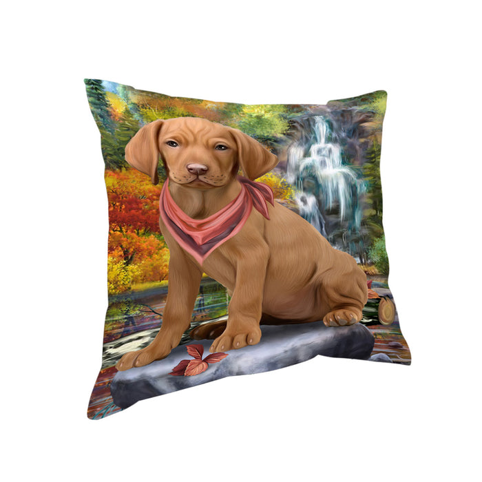 Scenic Waterfall Vizsla Dog Pillow PIL64296