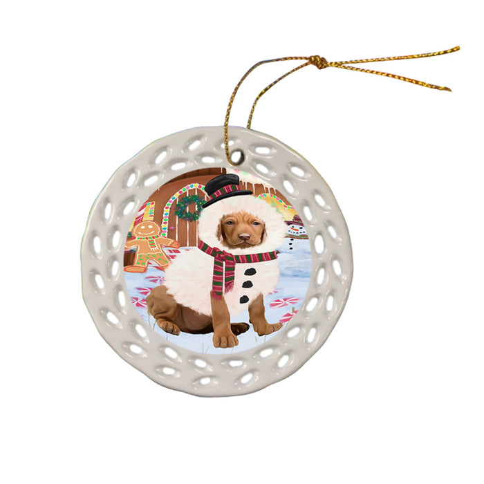 Christmas Gingerbread House Candyfest Vizsla Dog Ceramic Doily Ornament DPOR56943