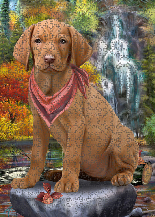 Scenic Waterfall Vizsla Dog Puzzle with Photo Tin PUZL60036