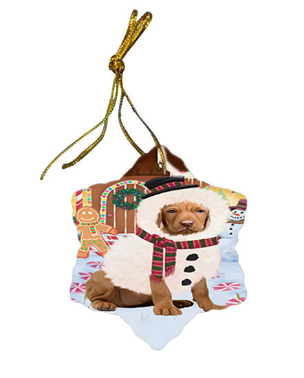 Christmas Gingerbread House Candyfest Vizsla Dog Star Porcelain Ornament SPOR56943