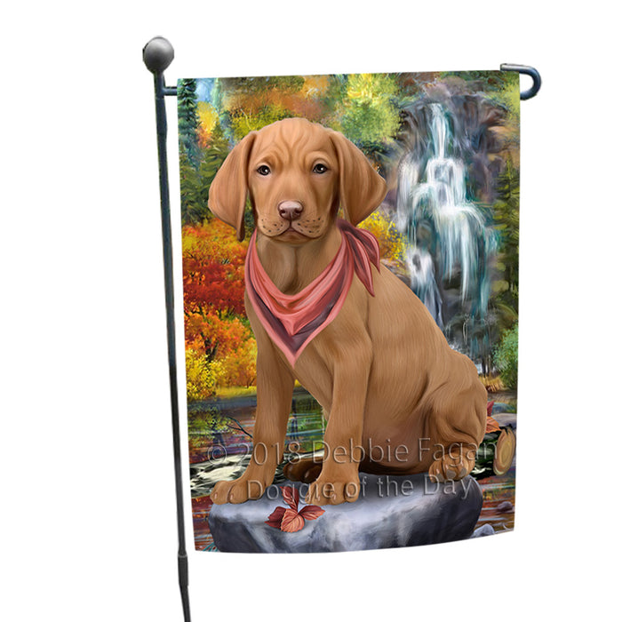 Scenic Waterfall Vizsla Dog Garden Flag GFLG51980