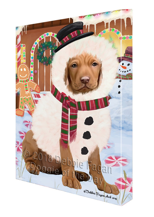 Christmas Gingerbread House Candyfest Vizsla Dog Canvas Print Wall Art Décor CVS131507