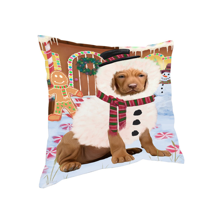Christmas Gingerbread House Candyfest Vizsla Dog Pillow PIL80640