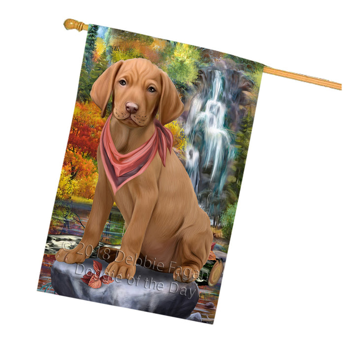 Scenic Waterfall Vizsla Dog House Flag FLG52116