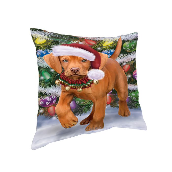 Trotting in the Snow Vizsla Dog Pillow PIL80996