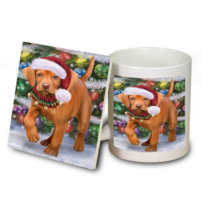 Trotting in the Snow Vizsla Dog Mug and Coaster Set MUC56668