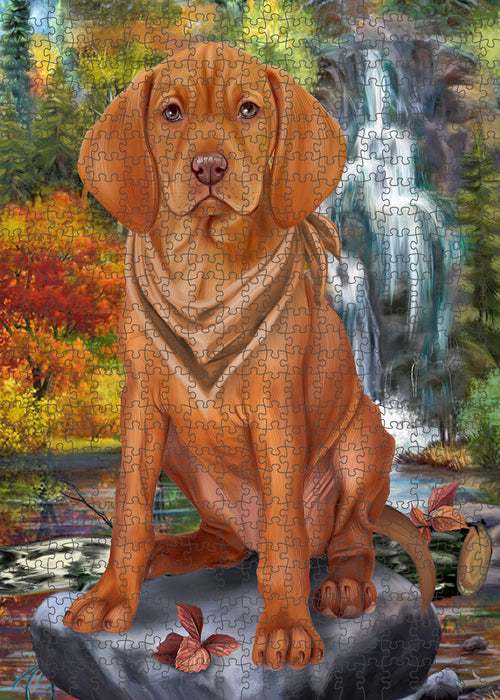 Scenic Waterfall Vizsla Dog Puzzle with Photo Tin PUZL60039