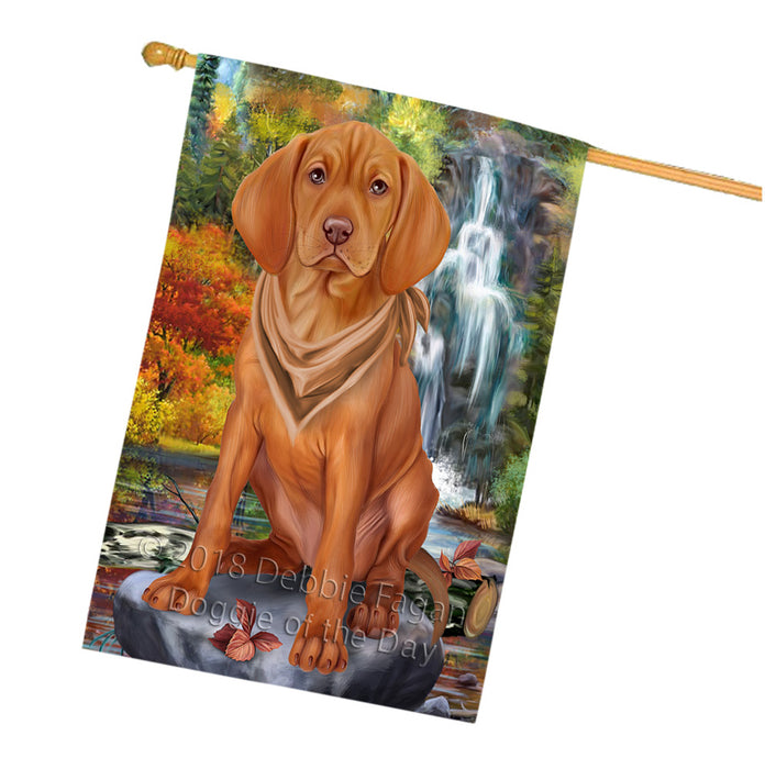 Scenic Waterfall Vizsla Dog House Flag FLG52117