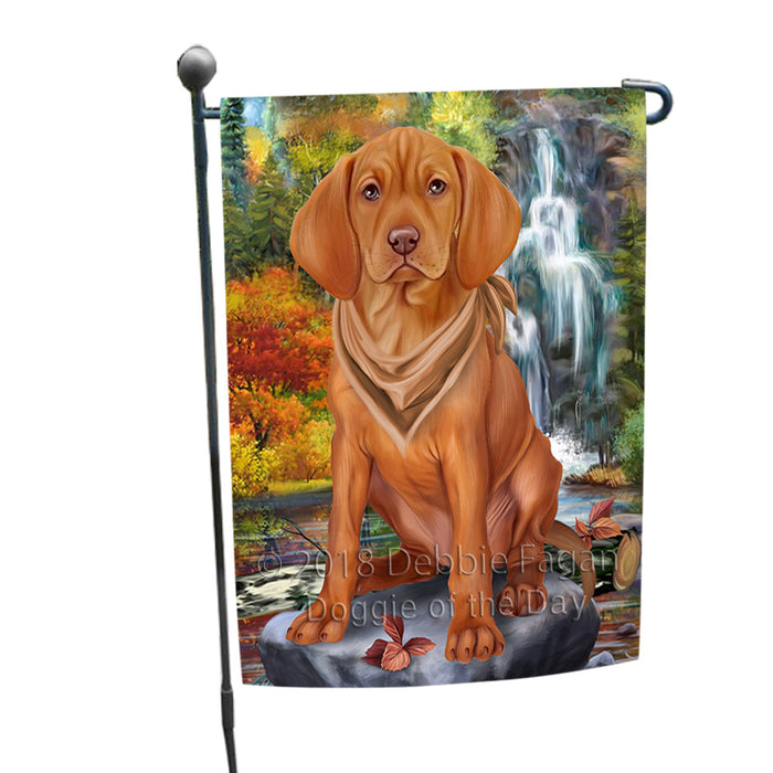 Scenic Waterfall Vizsla Dog Garden Flag GFLG51981
