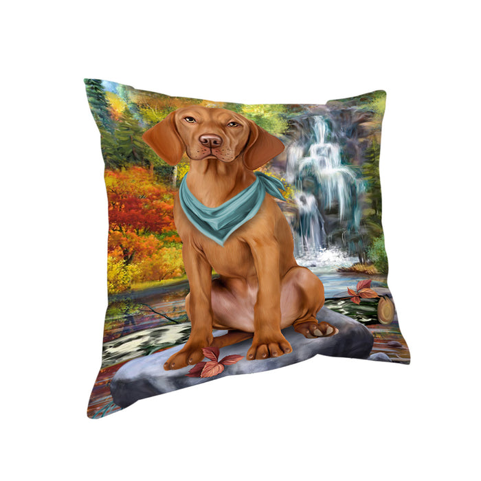 Scenic Waterfall Vizsla Dog Pillow PIL64304