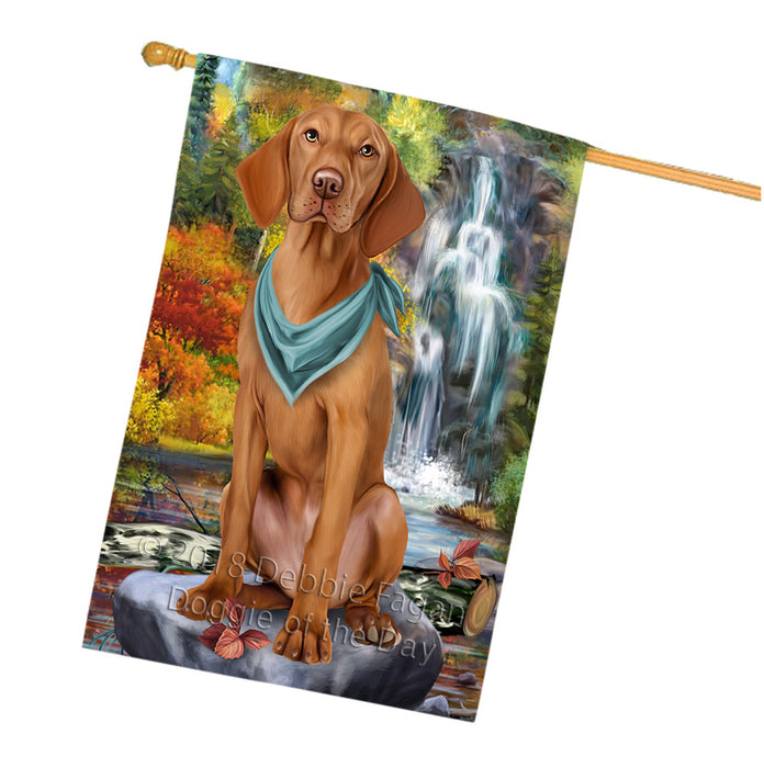 Scenic Waterfall Vizsla Dog House Flag FLG52118