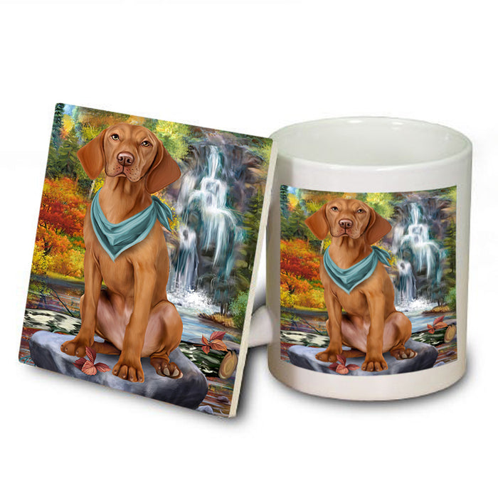 Scenic Waterfall Vizsla Dog Mug and Coaster Set MUC51977