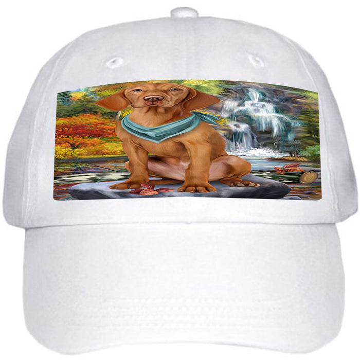 Scenic Waterfall Vizsla Dog Ball Hat Cap HAT59688