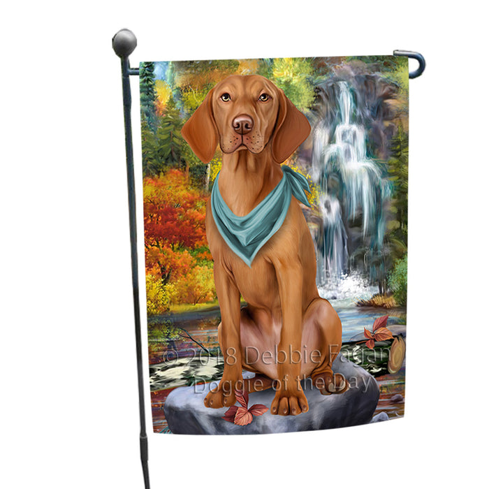 Scenic Waterfall Vizsla Dog Garden Flag GFLG51982