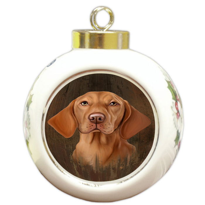 Rustic Vizsla Dog Round Ball Christmas Ornament RBPOR50492