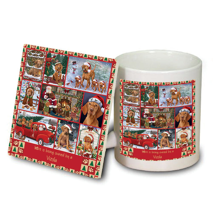 Love is Being Owned Christmas Vizsla Dogs Mug and Coaster Set MUC57256