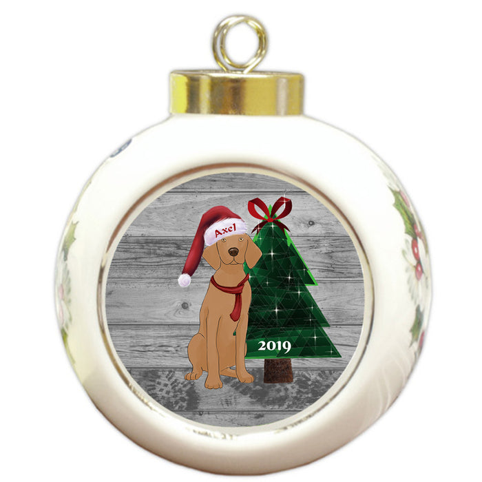 Custom Personalized Vizsla Dog Glassy Classy Christmas Round Ball Ornament